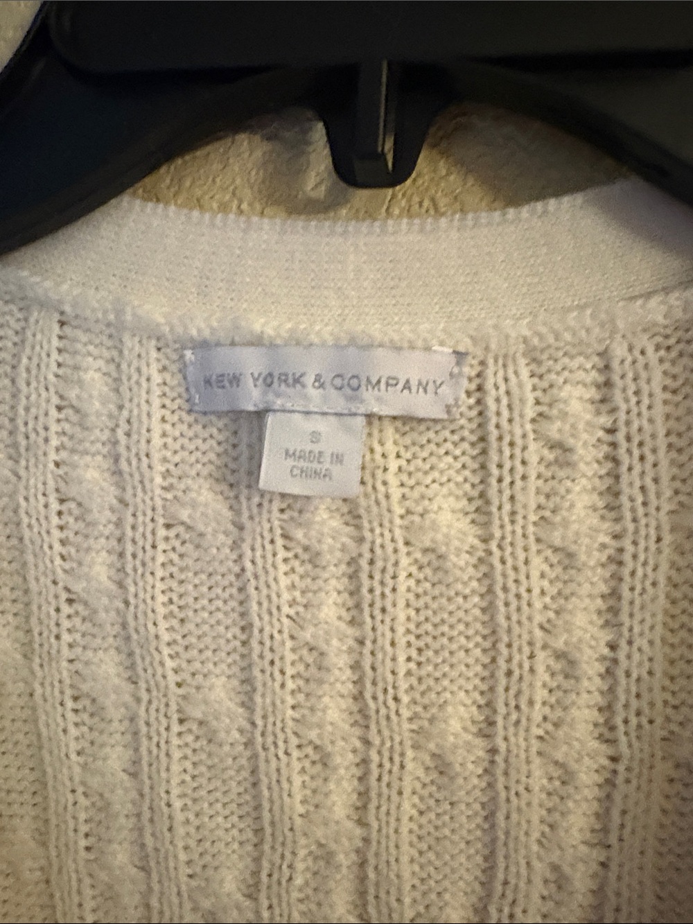 New York & Company Cream /whiteCable Knit Crewneck Sweater size S